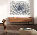 Yihui Arts White Flower Canvas Wall Art Floral Artwork Print with Embellishment - Brand New