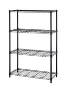 BESTOFFICE 4 TIER SHELVING UNIT WIRE SHELF METAL LARGE STORAGE HEIGHT - Black - Like New