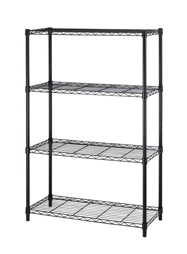 BESTOFFICE 4 TIER SHELVING UNIT WIRE SHELF METAL LARGE STORAGE HEIGHT - Black - Like New