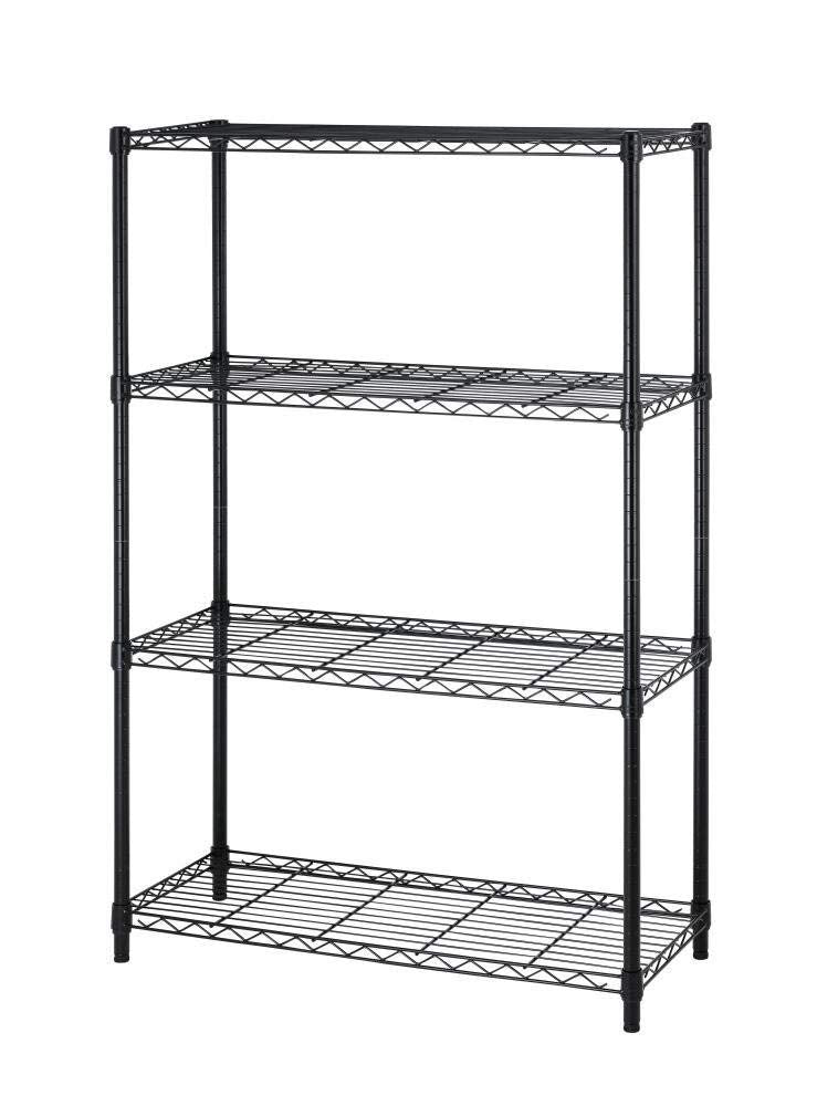 BESTOFFICE 4 TIER SHELVING UNIT WIRE SHELF METAL LARGE STORAGE HEIGHT - Black - Like New