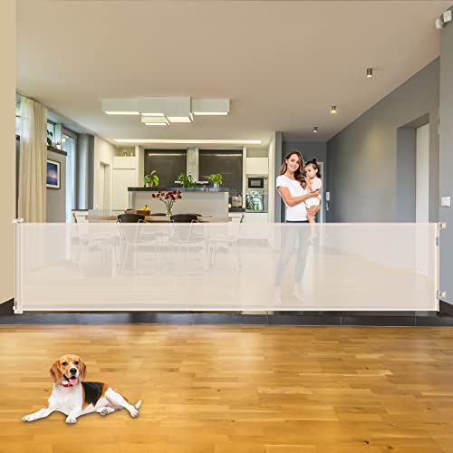 KISKIZ-SH20.007-110 110 Inch Extra Wide Retractable Baby Gate, - Scratch & Dent