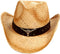 Simplicity New Western Style Classic Cowboy Straw Hat Natural - Brand New