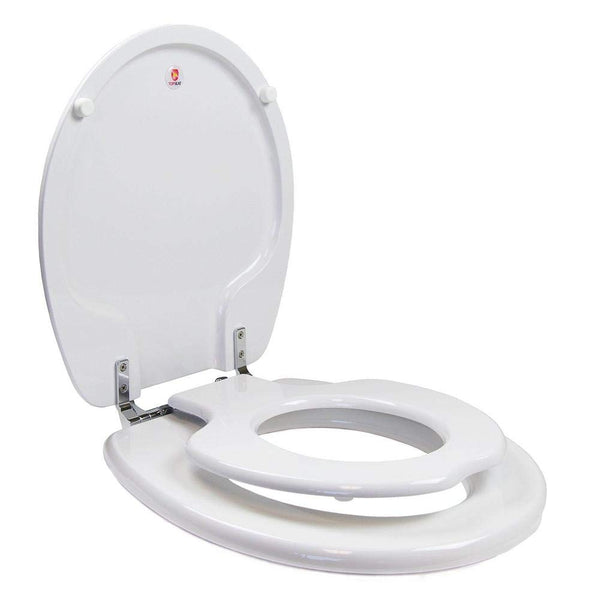 TOPSEAT TINYHINEY POTTY ROUND TOILET SEAT ADULT CHILD HINGES 6TSTR9999CP - WHITE - Brand New