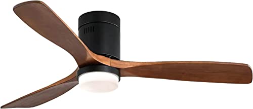 CACI MALL FLUSH MOUNT CEILING FAN WITH LIGHT, 52 INCH LOW PROFILE CEILING - Like New