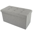 LAVISH HOME 30" FOLDING STORAGE OTTOMAN TUFTED FOOTREST, LINEN CHEST - GRAY - Brand New