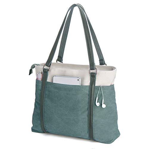 BAG WIZARD WOMEN'S WORK BAG LAPTOP COMPARTMENT ZIPPER POCKET TEACHER TOTE GREEN - Like New