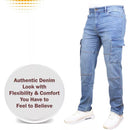 BLU ICE MEN'S STRETCH CARGO POCKET JEANS - SIZE: MEN 34X32 - MEDIUM-BLUE - Like New