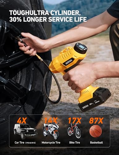 ASTROAI CORDLESS TIRE INFLATOR AIR COMPRESSOR 20V 160PSI JY16P160-18 - YELLOW - Like New