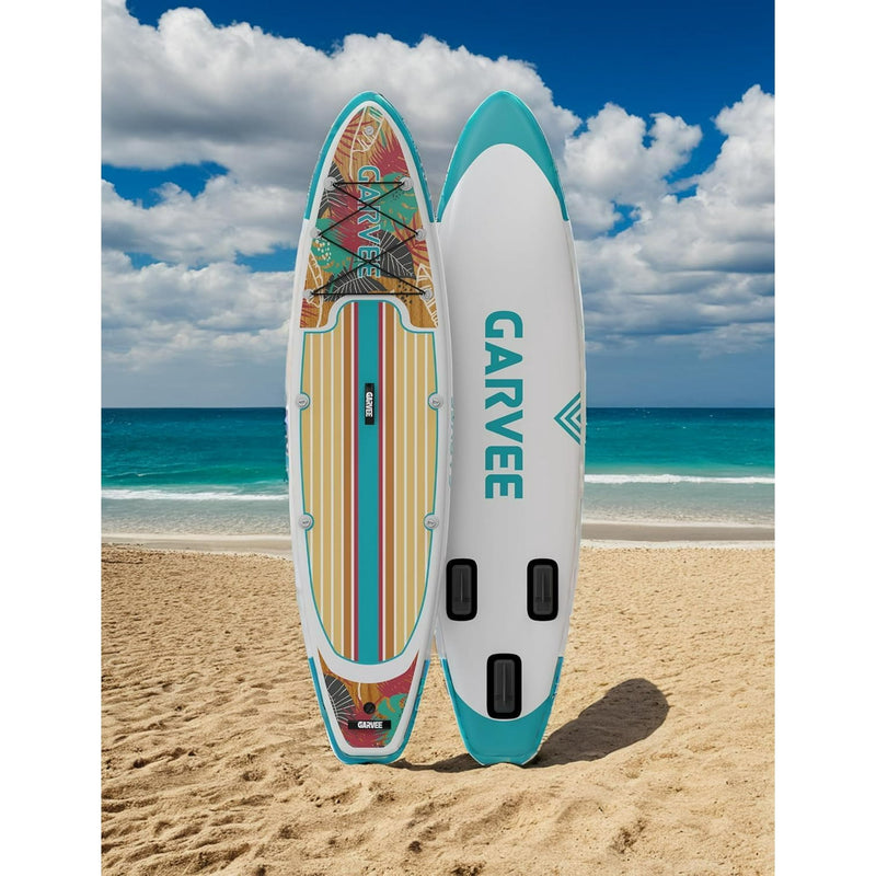 GARVEE INFLATABLE PADDLE BOARD FOR ADULTS, 11" - YELLOW/BLUE/WHITE - Like New