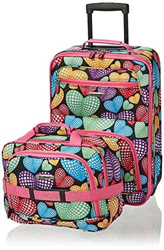 ROCKLAND FASHION SOFTSIDE UPRIGHT LUGGAGE SET, 2-PIECE, F102 - NEW HEART - Brand New