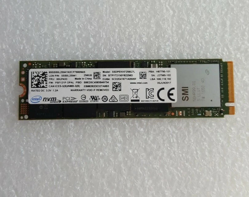INTEL 256GB M.2 NVME PCI-E EXPRESS SOLID STATE DRIVE - GREEN - Like New