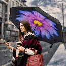 owen kyne Windproof Double Layer Folding Inverted Umbrella (Purple Daisy) - Brand New