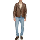 LEVI'S MEN FAUX LEATHER MOTORCYCLE JACKET SIZE MEN XL SADDLE-NEW - Brand New