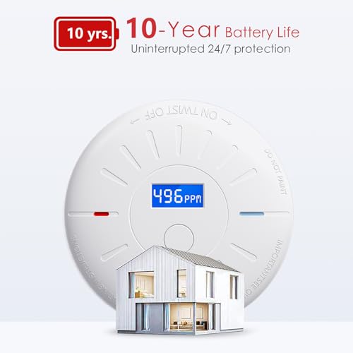 LECOOLIFE 3 Pack 10 Year Battery Smoke Carbon Monoxide Detector GS528A - WHITE Like New