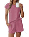 Ekouaer Cotton Pajamas for Women Set 2 Piece Cap Sleeve Pjs Shorts - Old Rose - Like New