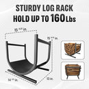 Idzo 17" Decorative Heavy Duty Firewood Storage Log Rack B0C9T69G2W - Black - Brand New