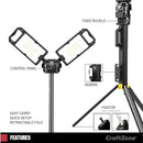 LED Work Light Telescoping Tripod Wide 120M 10000 Lumen Dual-Head 7000K Gray - Brand New