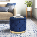 Adeco Round Velvet Storage Ottoman Multi-Function Vanity Footstool Navy - Brand New