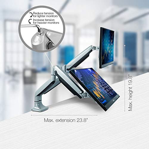 TechOrbits Universal Desk Mount for Dual Monitor - Fits Two 13-30