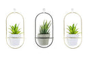 EASTYLE 3 SET HANGING WALL PLANTERS MODERN WALL DECOR CERAMIC - GOLD/BLACK - Like New