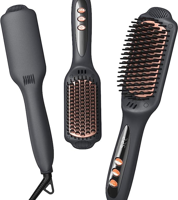 LANDOT Hair Straightener Brush Heated Straightening Negative Ion QF-S200 - Black - Like New