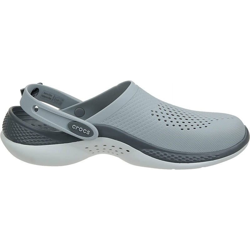 CROCS UNISEX LITERIDE WATER CLOG SANDAL - MEN 7 WOMEN 9 - LIGHT GREY/SLATE GREY - Brand New