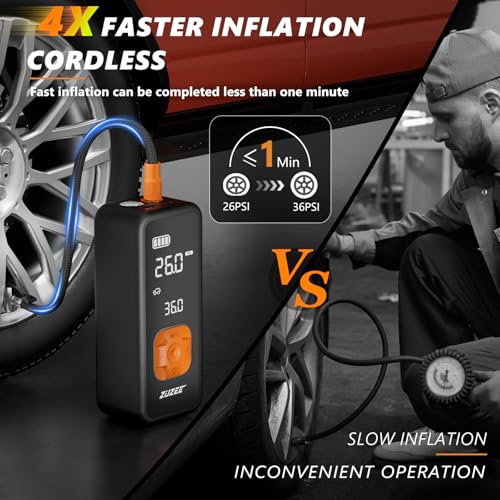 ZUZEE TIRE INFLATOR PORTABLE AIR COMPRESSOR 150PSI AIR PUMP - ORANGE/BLACK - Like New