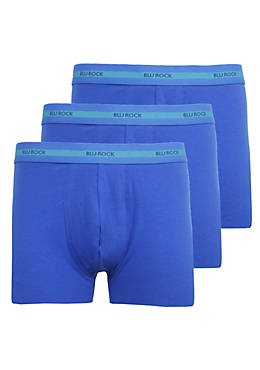 BLU ROCK MEN'S COTTON FLEX STRETCH BOXER BRIEFS-3 PACK SIZE MEDIUM - MEDIUM BLUE - Brand New