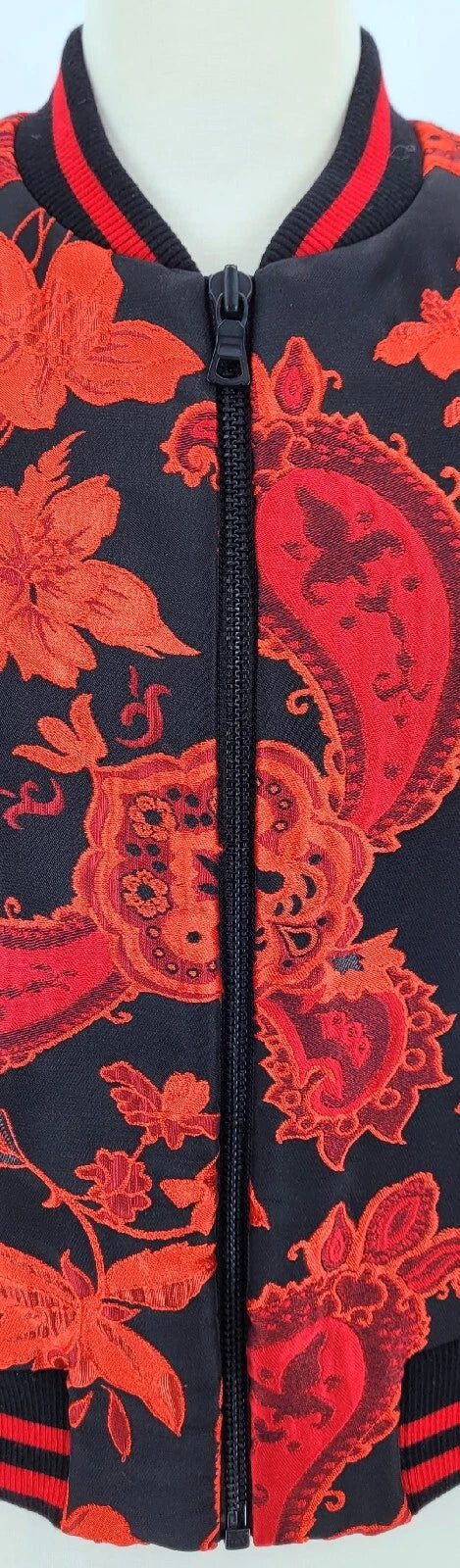 ALICE + OLIVIA LONNIE BOMBER JACKET - SIZE: WOMEN S - RED/BLACK - Brand New