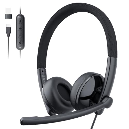 EMEET HS50 WIRED HEADSET ON-EAR COMPUTER HEADPHONES COMPUTER - Scratch & Dent