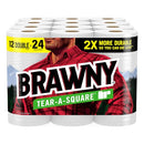 Brawny Paper Towels, Tear-A-Square, 12 Double Rolls, 3 Sizes, 4 Packs - White - Brand New