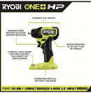 RYOBI 18V ONE+ HP BRUSHLESS CORDLESS 3/8 -INCH IMPACT WRENCH - GREEN - Like New