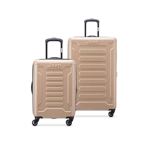 JEEP HARDSIDE EXPANDABLE LUGGAGE, BLACK, 2 PIECE SET 20/28 INCH, JH004C - BEIGE - Brand New