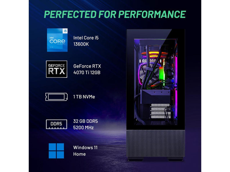 Skytech Azure Gaming PC Desktop  INTEL Core i5 13600K 3.5 GHz, NVIDIA RTX 4070