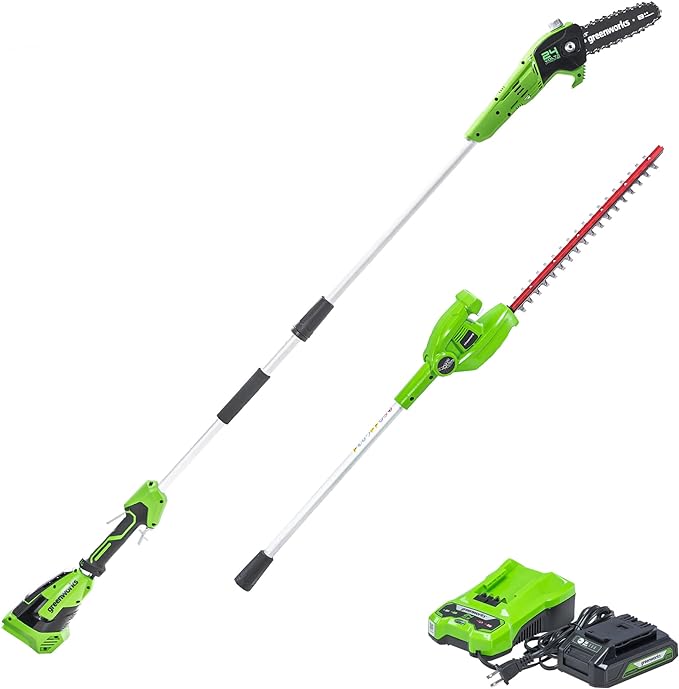 Greenworks 24V 8" Cordless Polesaw + 20" Pole 2.0Ah Battery/Charger Included - Like New