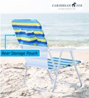 CARIBBEAN JOE FOLDING BEACH CHAIR, STEEL FRAME - BLUE/YELLOW STRIP - Like New
