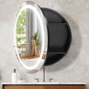 Movo 26" Round Black LED Lighted Medicine Cabinet with Mirror - Brand New