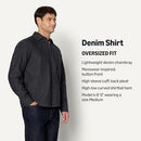 AMAZON ESSENTIALS MEN'S MODERN OVERSIZED-FIT DENIM BUTTON-DOWN - SIZE L - BLACK - Brand New