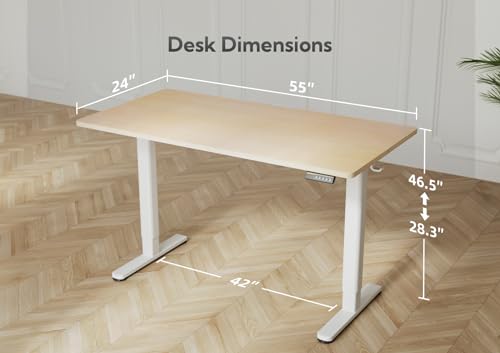 YDN ELECTRIC STANDING DESK 55X24 INCH DESK ADJUSTABLE - NATURAL - Like New