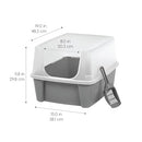 IRIS USA Large Cat Litter Box Scatter Shield Scoop Open High Sided - Gray/Clear - Brand New