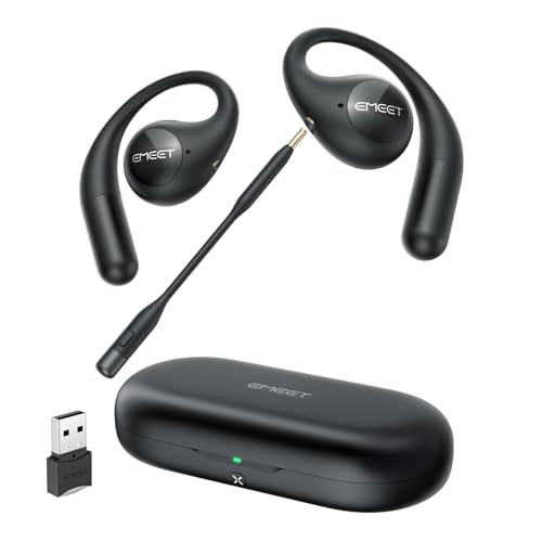 EMEET AIRFLOW OPEN EAR HEADPHONES WITH MIC BLUETOOTH 5.3 WIRELESS E2053 - BLACK - Like New