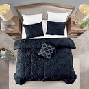 Casa Platino King Size Comforter Set 4 Piece B09B4F5B4L - Pinch Pleat (Black) - Brand New