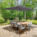PURE GARDEN 6.3-FT STEEL GRAY PUSH-BUTTON TILT MARKET PATIO UMBRELLA - GRAY - Like New