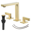 BWE 3 HOLE TWO HANDLE 8 INCH WIDESPREAD BATHROOM SINK FAUCET BRUSHED GOLD - Like New