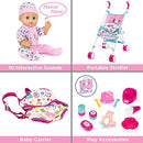 Best Choice 15-Piece Playset w/Stroller Travel Cot Baby Doll 13.5" B085KXZBFW - Brand New