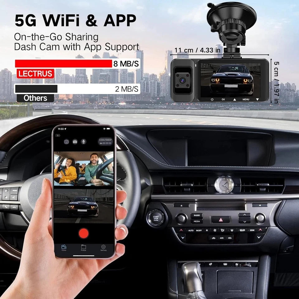 GENERIC 3 CHANNEL 4K DASH CAM FRONT REAR AND INSIDE, 5G WIFI NIGHT VIS ...
