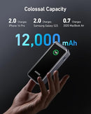 ANKER PRIME POWER BANK, 12,000 MAH 2-PORT PORTABLE CHARGER 130W OUTPUT - BLACK - Brand New