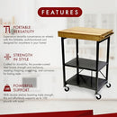 Origami RBT Series Steel-Frame Folding Kitchen Cart B006Z9W3JQ - Black - Brand New