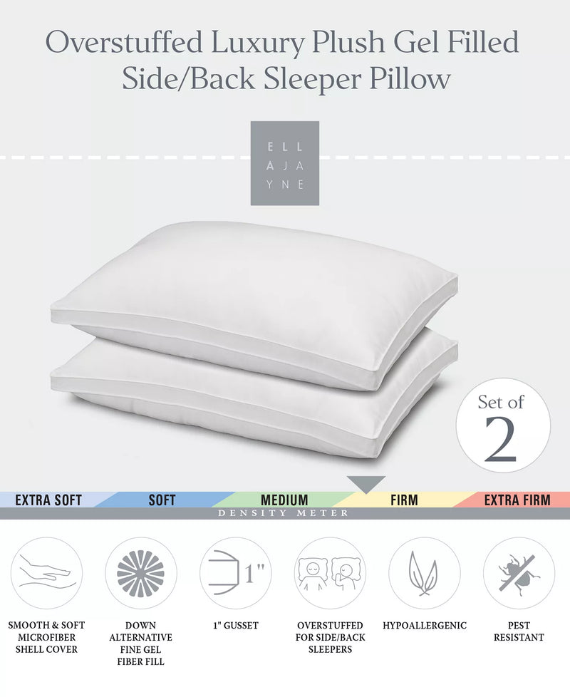ELLA JAYNE GUSSETED FIRM PLUSH DOWN ALTERNATIVE SIDE/BACK SLEEPER 2-PACK, QUEEN - Like New