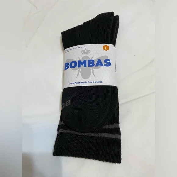 BOMBAS UNISEX SOCKS - BLACK/ GRAY - SIZE: MEN L - Brand New